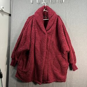 BumbleBella by Jill Martin Sherpa Shawl Collar Butt Windsor Wine Size XL/1X